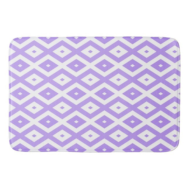 Purple and white diamond pattern bath mat (Front)