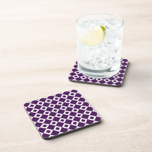 Purple and White Diamond Pattern Coaster