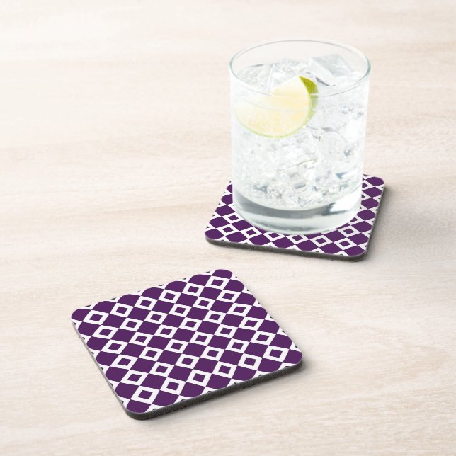 Purple and White Diamond Pattern Coaster (Right Side)