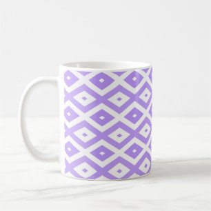Purple and white diamond pattern coffee mug