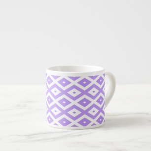 Purple and white diamond pattern espresso cup