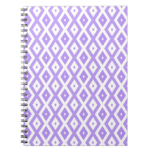 Purple and white diamond pattern notebook