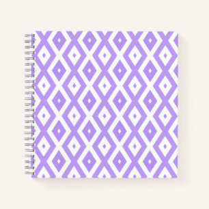 Purple and white diamond pattern notebook