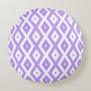 Purple and white diamond pattern round cushion