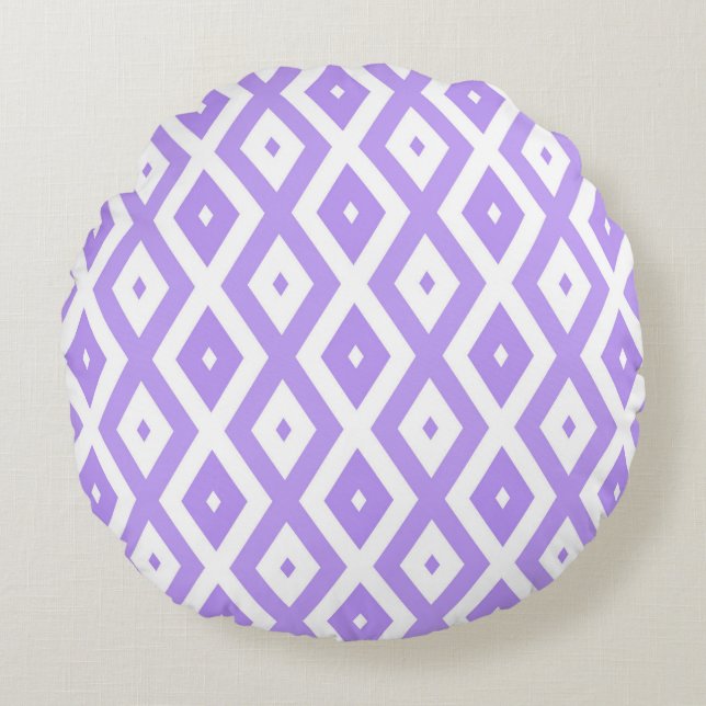 Purple and white diamond pattern round cushion (Front)