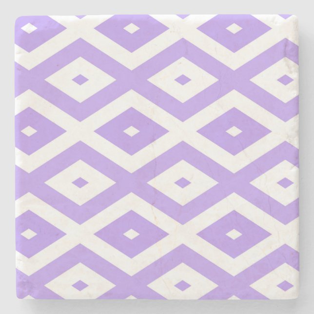 Purple and white diamond pattern stone coaster (Front)