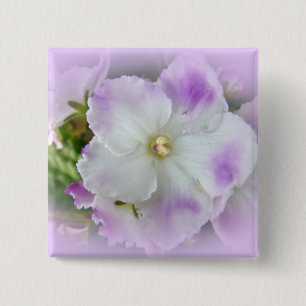 Purple and White Fancy African Violets 15 Cm Square Badge