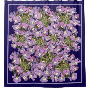 PURPLE AND WHITE FLORAL SHOWER CURTAIN