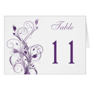 Purple and White Floral Table Number card