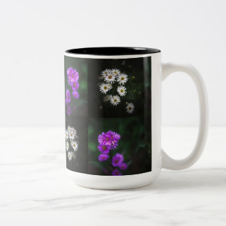 Purple and White Flower Garden Two-Tone Coffee Mug
