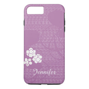 Purple and White Flowers Custom with Script Name iPhone 8 Plus/7 Plus Case