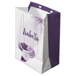 purple and white flowers romantic  medium gift bag