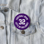 Purple and White Football Mum Jersey Number 7.5 Cm Round Badge<br><div class="desc">Cheer on your favourite sports team, football player or just show off your school pride with a custom personalised spirit button! Add your school name or personalise with a player's name and jersey number. Perfect for football, basketball, baseball and soccer games! Create custom pins for the whole team, cheerleaders, parents...</div>