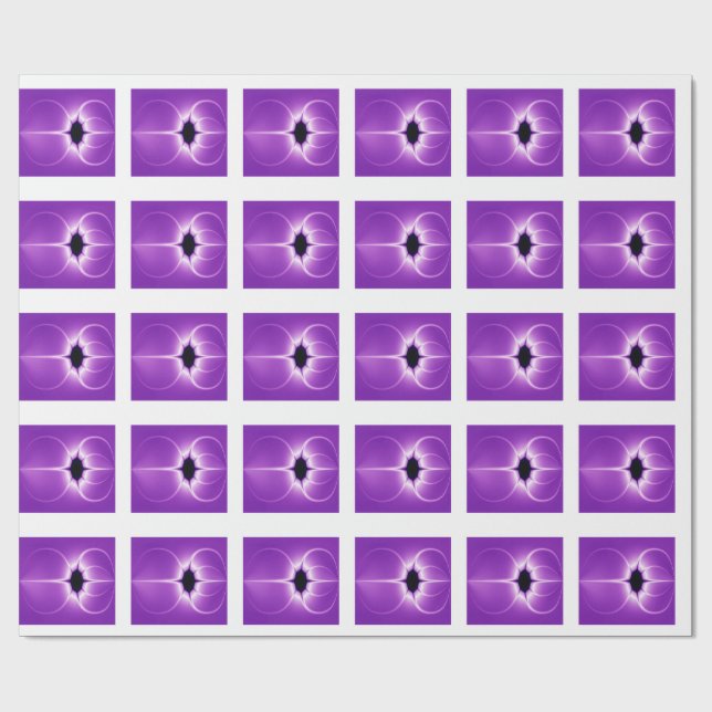 Purple And White Fractal Wrapping Paper (Flat)