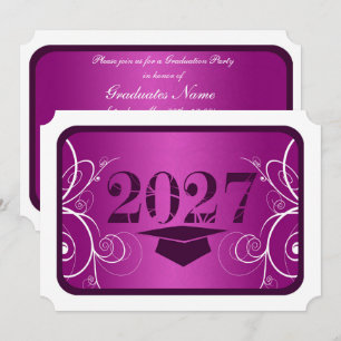 Purple and White Frame Graduation Party Invitation