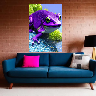 Purple and white frog AI Art Poster