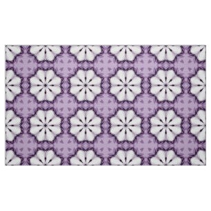 Purple and white geometric floral pattern  fabric