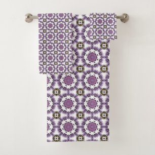 Purple and white geometric mandala pattern Towel