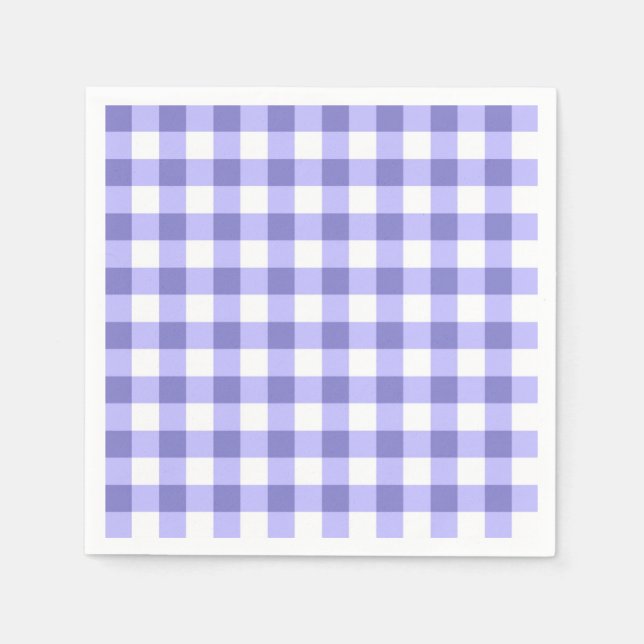 Purple And White Gingham Check Pattern Napkin (Front)