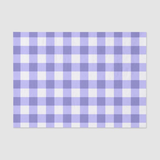 Purple And White Gingham Check Pattern Tissue Paper (Front)