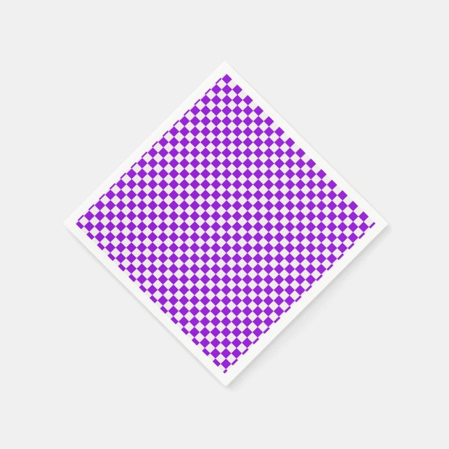 Purple And White Gingham Chequered Napkin (Corner)