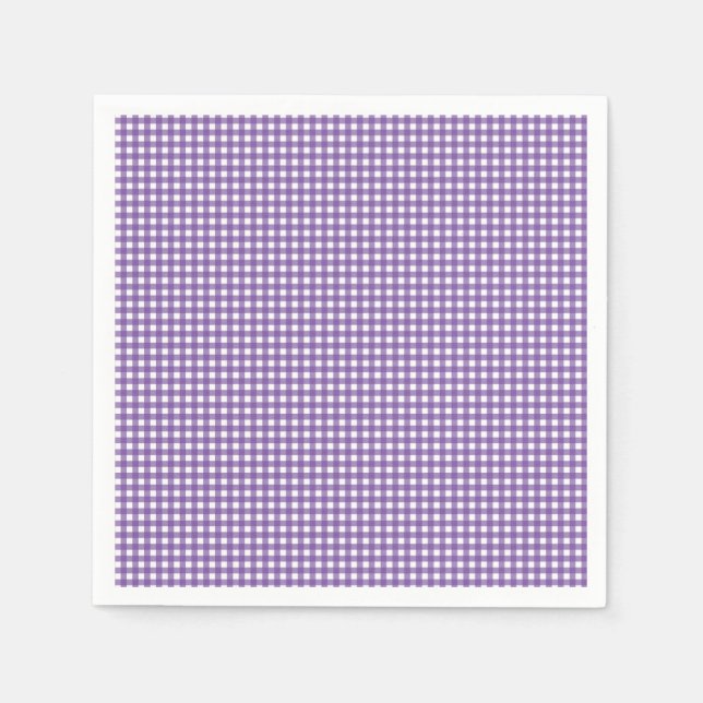 Purple and White Gingham Napkin (Front)