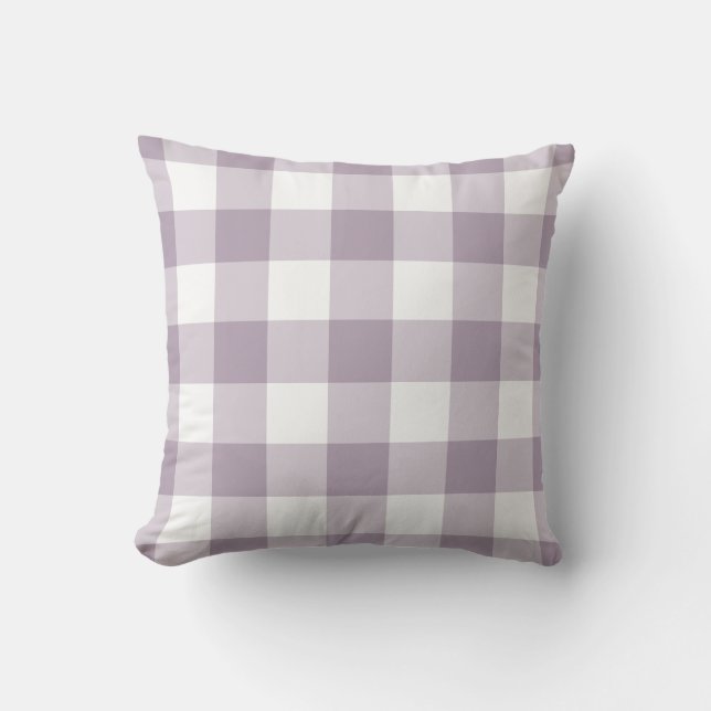 Purple and White Gingham Pattern Chequered Cushion (Front)