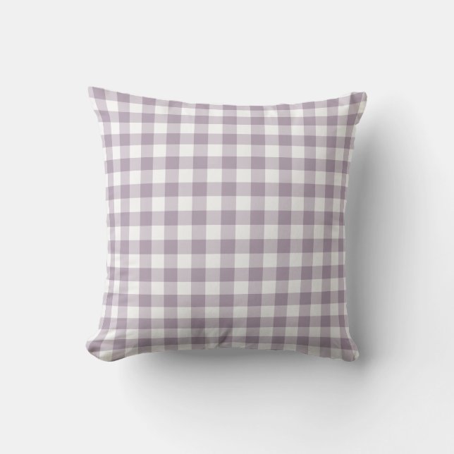Purple and White Gingham Pattern Chequered Cushion (Front)