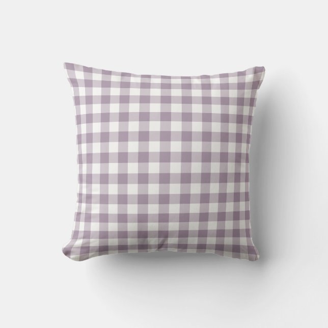 Purple and White Gingham Pattern Cushion (Front)