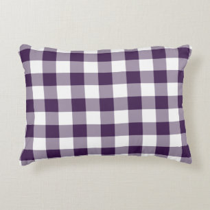 Purple and White Gingham Pattern Decorative Cushion