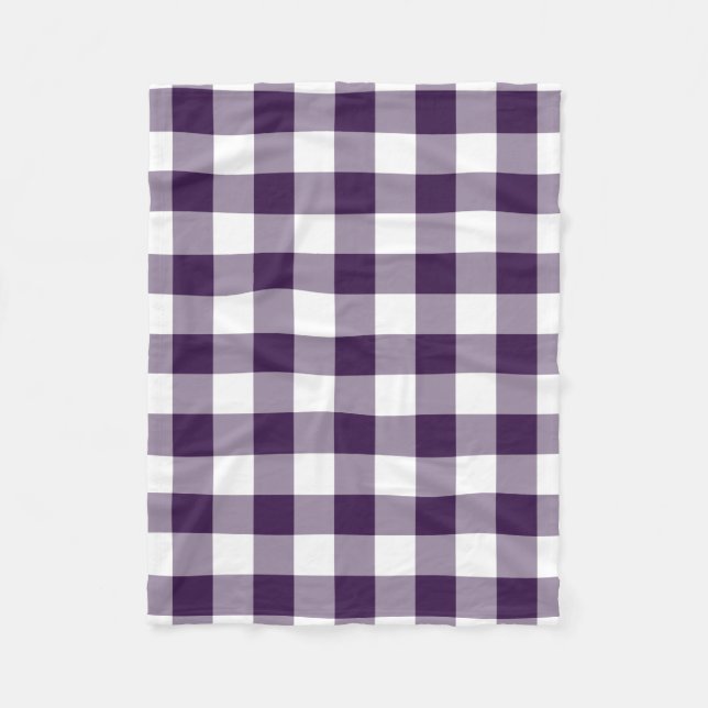 Purple and White Gingham Pattern Fleece Blanket (Front)