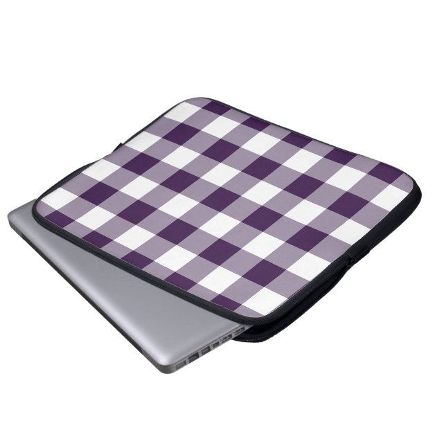 Purple and White Gingham Pattern Laptop Sleeve (Front Bottom)