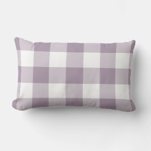 Purple and White Gingham Pattern Lumbar Cushion