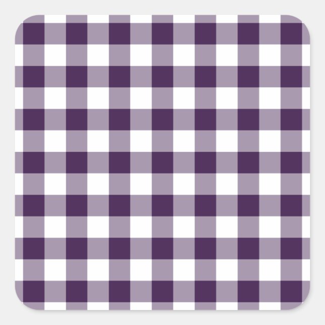 Purple and White Gingham Pattern Square Sticker (Front)