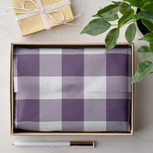 Purple and White Gingham Pattern Tissue Paper (Gift)