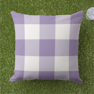 Purple and White Gingham Plaid Pattern Cushion