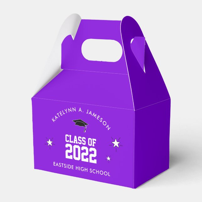 Purple and White Graduation Custom Favour Box (Front Side)