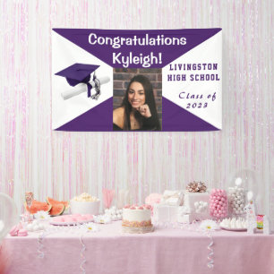 Purple and White Graduation Photo Banner