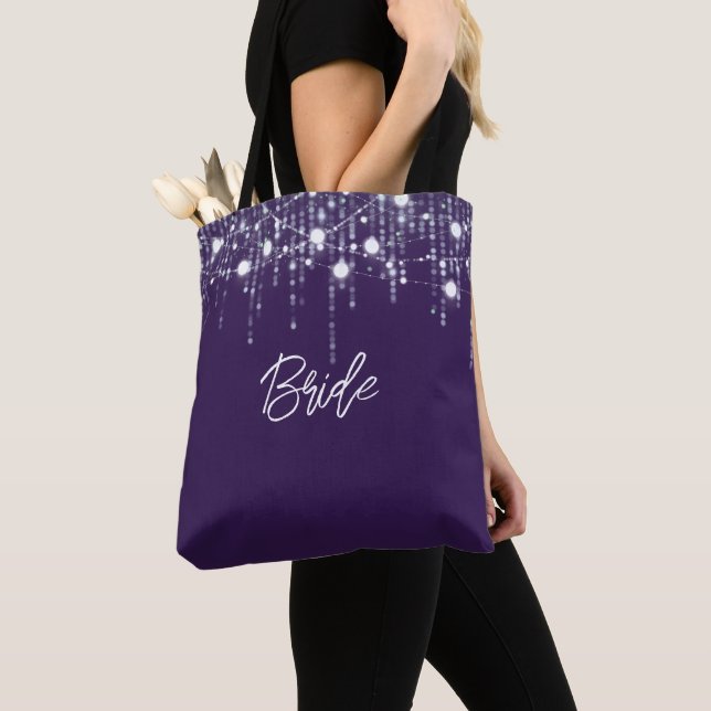 Purple and White Hanging Lights Bride Tote Bag (Close Up)