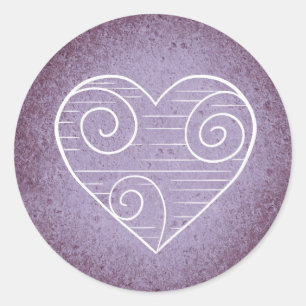Purple and White Heart Valentine day Round Sticker
