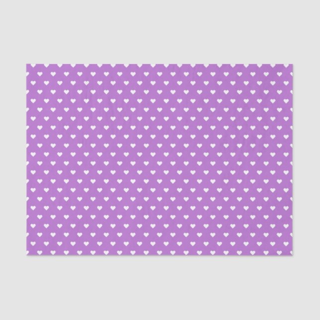 Purple and White Hearts | Custom Tissue Paper (Front)