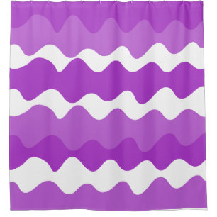 Purple and white horizontal waves pattern  shower curtain