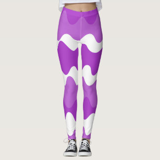 Purple and white horizontal wavy pattern leggings