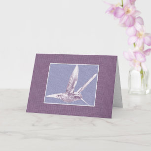 Purple and White Hummingbird Folded Greeting Card