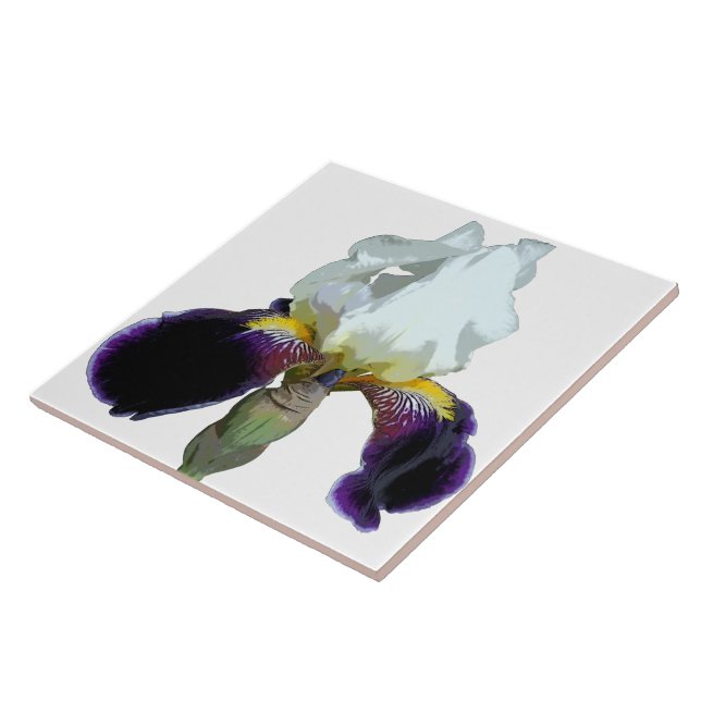 Purple and White Iris Ceramic Tile (Side)