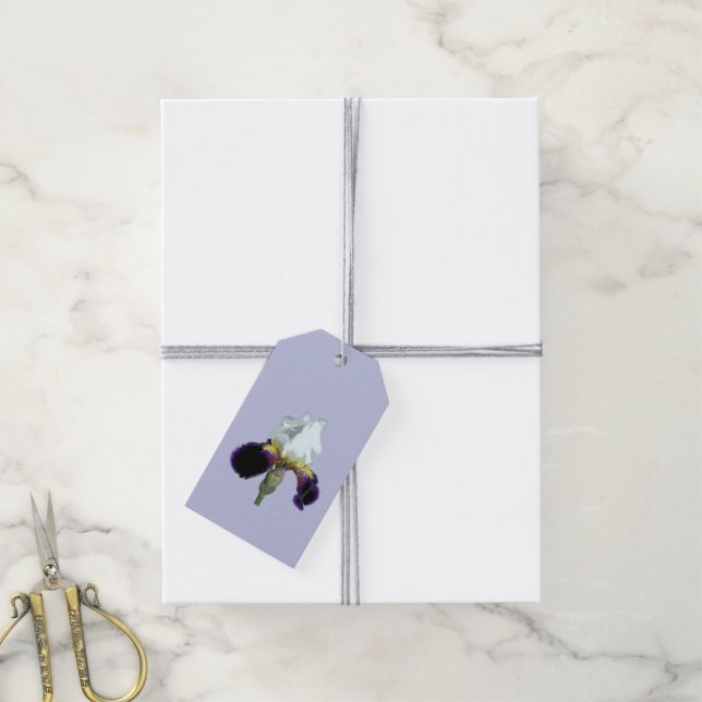 Purple and White Iris  Gift Tags (With Twine)