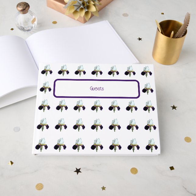 Purple and White Iris Guest Book (Front Open)