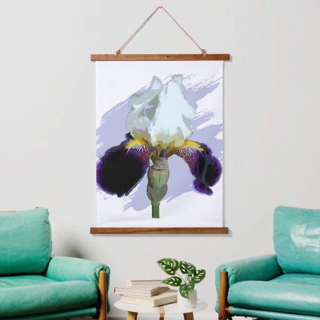 Purple and White Iris Hanging Tapestry (Living Room)
