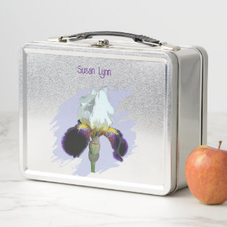 Purple and White Iris Lunch Box
