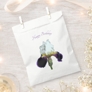 Purple and White Iris Paper Favour Bag